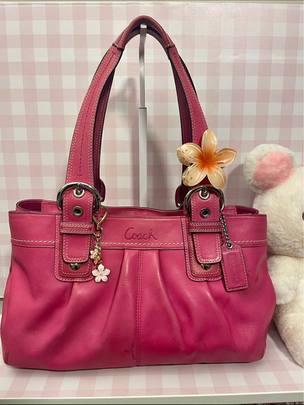 Vintage Coach Pink Leather Soho Tote